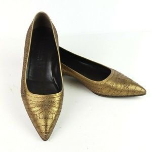 Jil Sander Vibram Gold Pointed Toe Flats